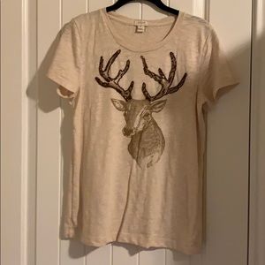 J.Crew Factory Beaded Reindeer Tee